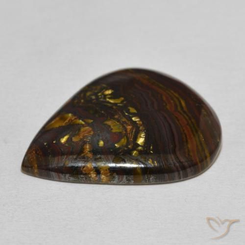 Matriz Ojo de Tigre Multicolor natural de 27.44 ct, En forma de pera, Opaco
