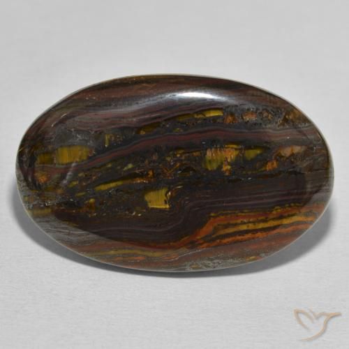 46.95ct Natural Multicolor Matriz Ojo de Tigre, Ovalada, Opaco