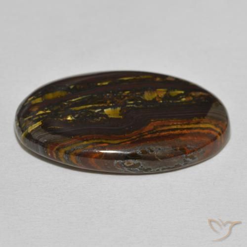Matriz Ojo de Tigre Multicolor natural de 46.95 ct, Ovalada, Opaco