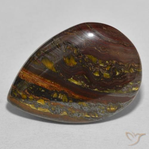 33.30ct Natural Multicolor Matriz Ojo de Tigre, En forma de pera, Opaco