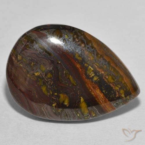 Matriz Ojo de Tigre Multicolor natural de 33.30 ct, En forma de pera, Opaco