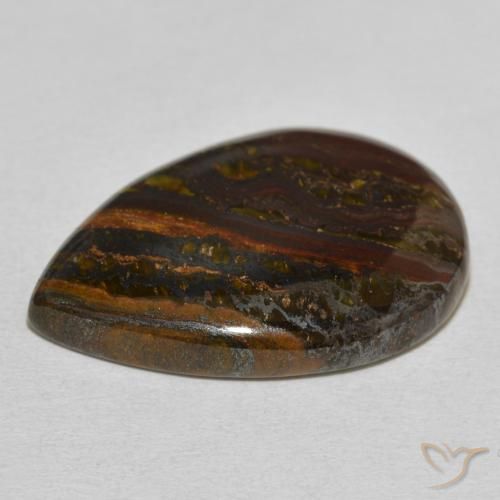 Matriz Ojo de Tigre Multicolor natural de 33.30 ct, En forma de pera, Opaco
