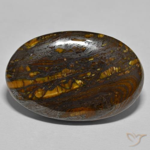 55.99ct Natural Marrón cálido Matriz Ojo de Tigre, Ovalada, Opaco