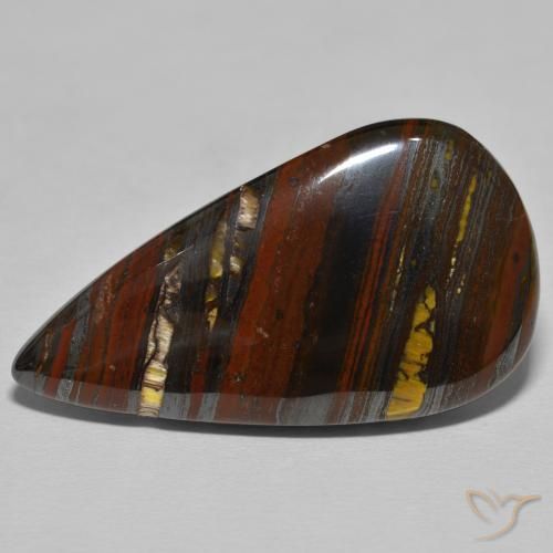 39.26ct Natural Medium Dark-Brown Matriz Ojo de Tigre, En forma de pera, Opaco