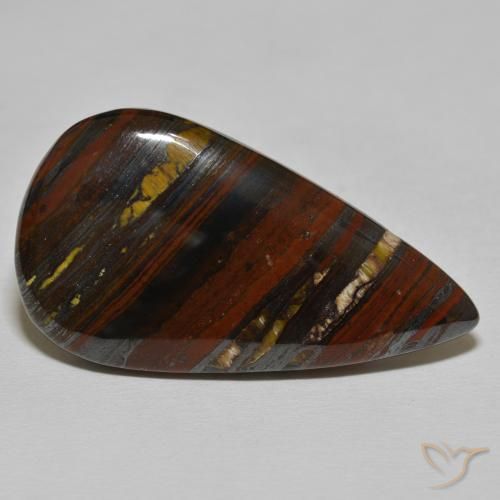 Matriz Ojo de Tigre Medium Dark-Brown natural de 39.26 ct, En forma de pera, Opaco