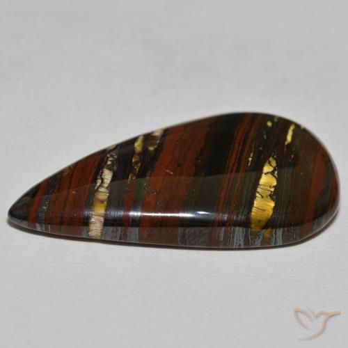 Matriz Ojo de Tigre Medium Dark-Brown natural de 39.26 ct, En forma de pera, Opaco