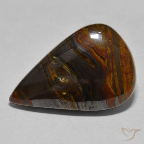 27.95ct Natural Medium Dark-Brown Matriz Ojo de Tigre, En forma de pera, Opaco