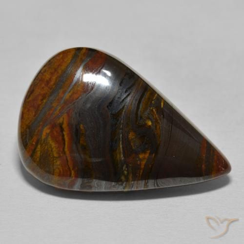 Matriz Ojo de Tigre Medium Dark-Brown natural de 27.95 ct, En forma de pera, Opaco