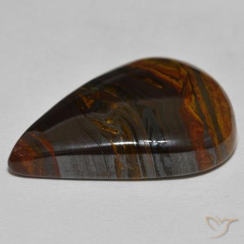 Matriz Ojo de Tigre Medium Dark-Brown natural de 27.95 ct, En forma de pera, Opaco