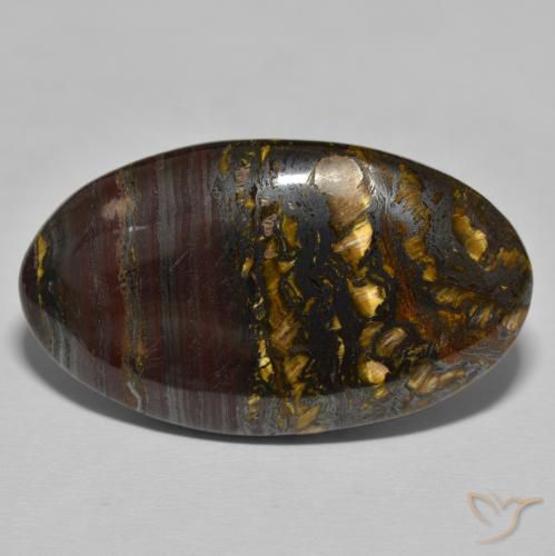 45.78ct Natural Marrón cálido Matriz Ojo de Tigre, Ovalada, Opaco