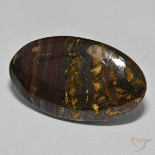 Matriz Ojo de Tigre Marrón cálido natural de 45.78 ct, Ovalada, Opaco