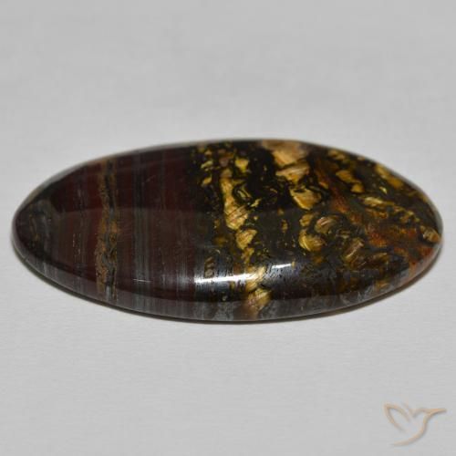 Matriz Ojo de Tigre Marrón cálido natural de 45.78 ct, Ovalada, Opaco