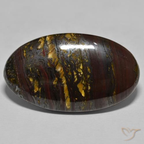 50.58ct Natural Medium Dark-Brown Matriz Ojo de Tigre, Ovalada, Opaco