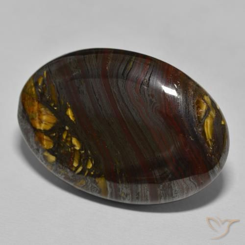 Matriz Ojo de Tigre Marrón cálido natural de 45.32 ct, Ovalada, Opaco