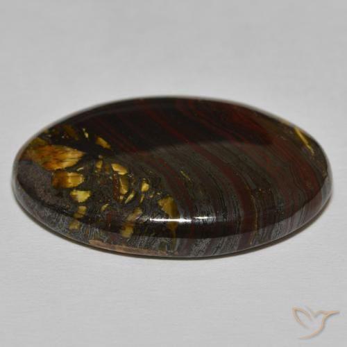 Matriz Ojo de Tigre Marrón cálido natural de 45.32 ct, Ovalada, Opaco