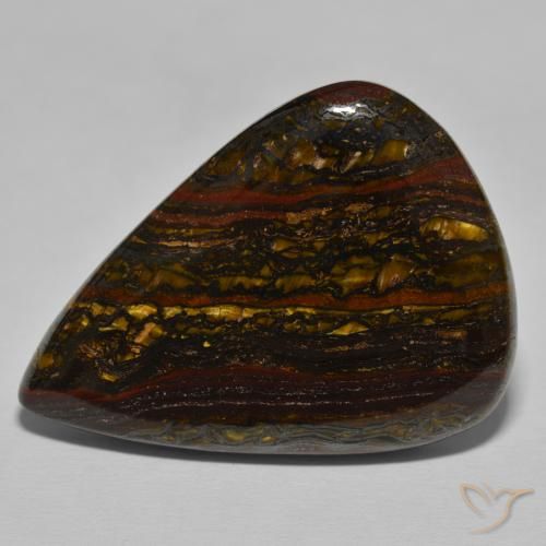 52.44ct Natural Marrón nogal Matriz Ojo de Tigre, En forma de pera, Opaco