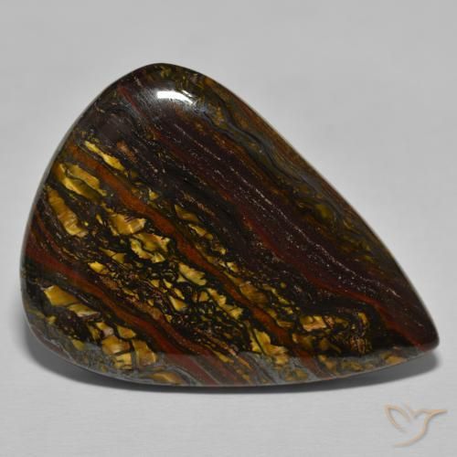 Matriz Ojo de Tigre Marrón nogal natural de 52.44 ct, En forma de pera, Opaco