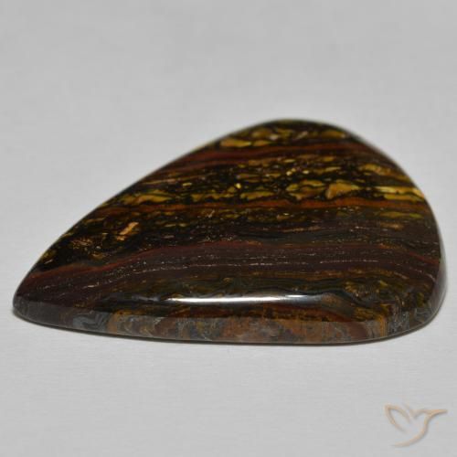 Matriz Ojo de Tigre Marrón nogal natural de 52.44 ct, En forma de pera, Opaco