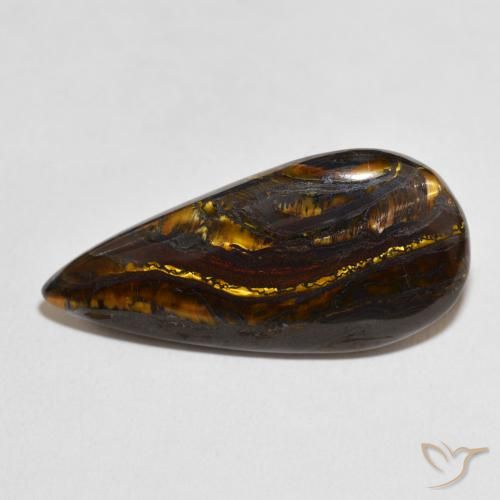 30.70ct Natural Multicolor Matriz Ojo de Tigre, En forma de pera, Opaco