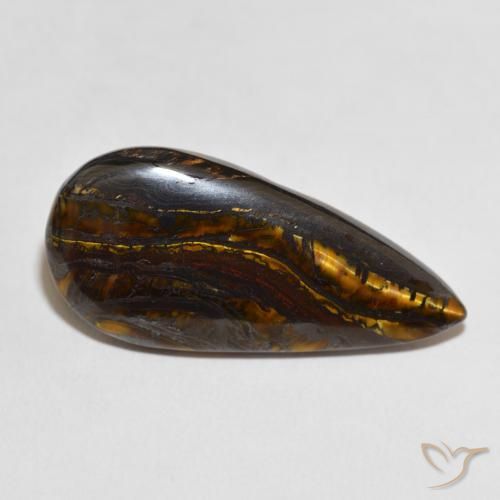 Matriz Ojo de Tigre Multicolor natural de 30.70 ct, En forma de pera, Opaco