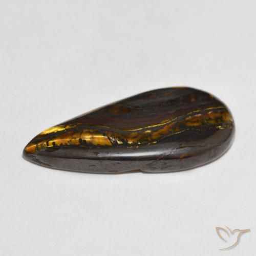 Matriz Ojo de Tigre Multicolor natural de 30.70 ct, En forma de pera, Opaco