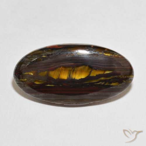 33.73ct Natural Multicolor Matriz Ojo de Tigre, Ovalada, Opaco