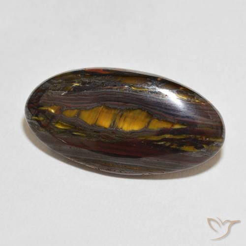 Matriz Ojo de Tigre Multicolor natural de 33.73 ct, Ovalada, Opaco