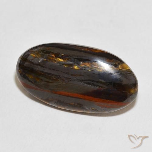 Matriz Ojo de Tigre Multicolor natural de 26.37 ct, Ovalada, Opaco