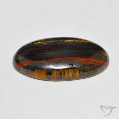 Matriz Ojo de Tigre Multicolor natural de 26.37 ct, Ovalada, Opaco