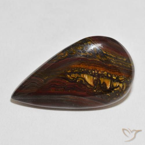 31.68ct Natural Multicolor Matriz Ojo de Tigre, En forma de pera, Opaco