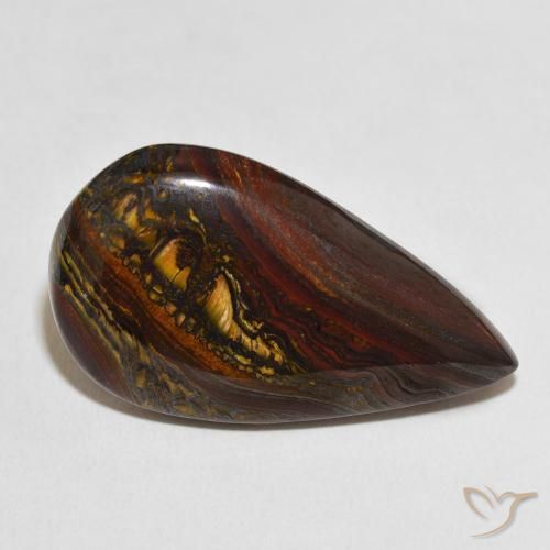 Matriz Ojo de Tigre Multicolor natural de 31.68 ct, En forma de pera, Opaco