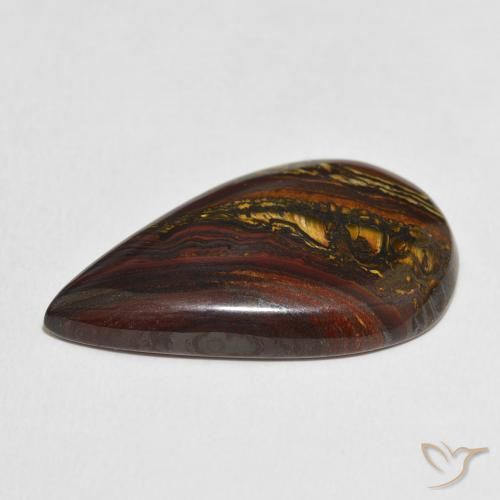 Matriz Ojo de Tigre Multicolor natural de 31.68 ct, En forma de pera, Opaco