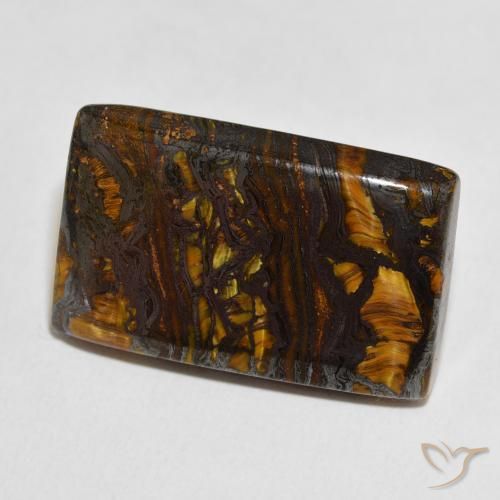 Matriz Ojo de Tigre Multicolor natural de 32.94 ct, Corte Baguette, Opaco