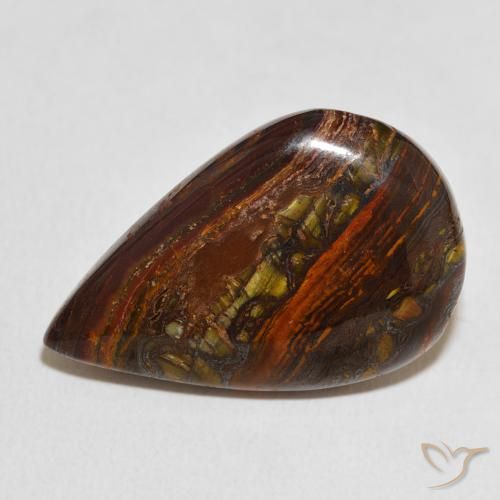 25.27ct Natural Multicolor Matriz Ojo de Tigre, En forma de pera, Opaco
