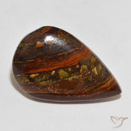 Matriz Ojo de Tigre Multicolor natural de 25.27 ct, En forma de pera, Opaco