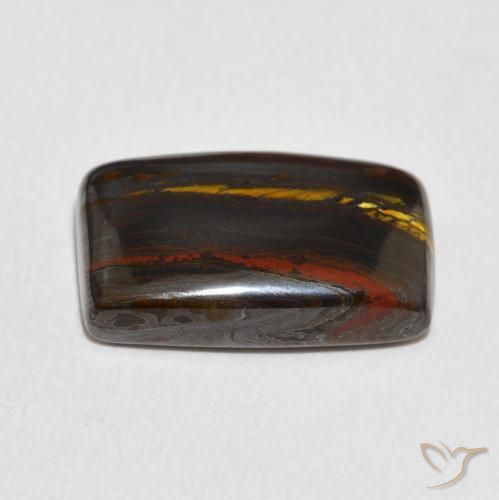 Matriz Ojo de Tigre Multicolor natural de 13.48 ct, Forma Cojín, Opaco