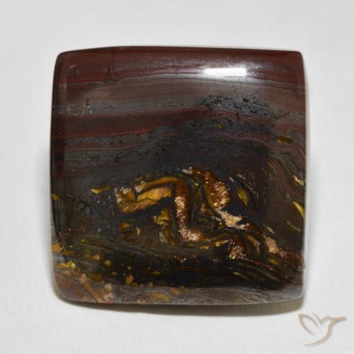 39.05ct Natural Multicolor Matriz Ojo de Tigre, Cuadrado, Opaco