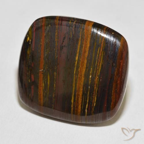 Matriz Ojo de Tigre Multicolor natural de 47.05 ct, Forma Cojín, Opaco
