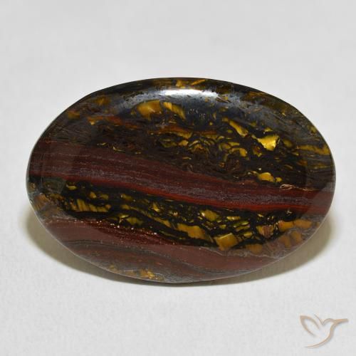 21.99ct Natural Multicolor Matriz Ojo de Tigre, Ovalada, Opaco