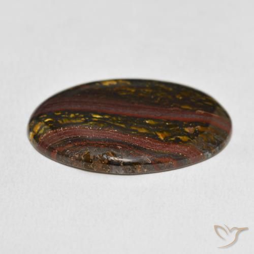 Matriz Ojo de Tigre Multicolor natural de 21.99 ct, Ovalada, Opaco