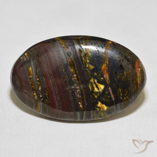 37.24ct Natural Multicolor Matriz Ojo de Tigre, Ovalada, Opaco
