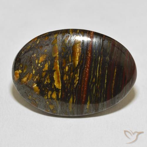 30.98ct Natural Multicolor Matriz Ojo de Tigre, Ovalada, Opaco