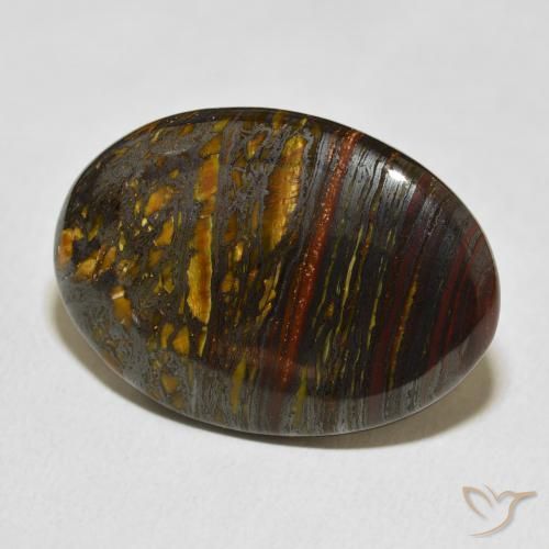 Matriz Ojo de Tigre Multicolor natural de 30.98 ct, Ovalada, Opaco