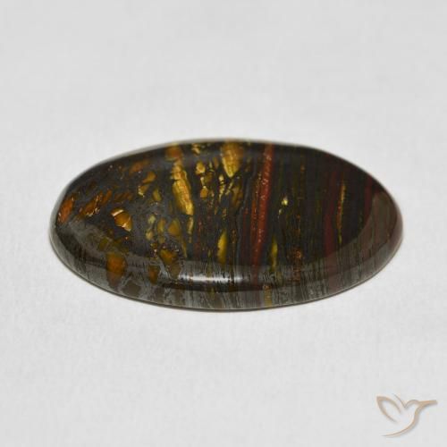 Matriz Ojo de Tigre Multicolor natural de 30.98 ct, Ovalada, Opaco