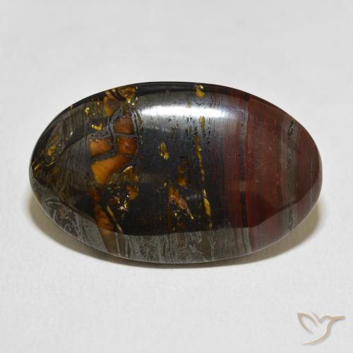 36.40ct Natural Multicolor Matriz Ojo de Tigre, Ovalada, Opaco