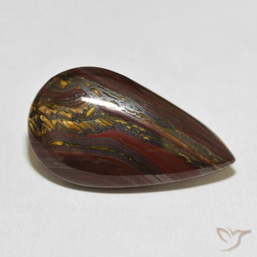 Matriz Ojo de Tigre Multicolor natural de 19.41 ct, En forma de pera, Opaco
