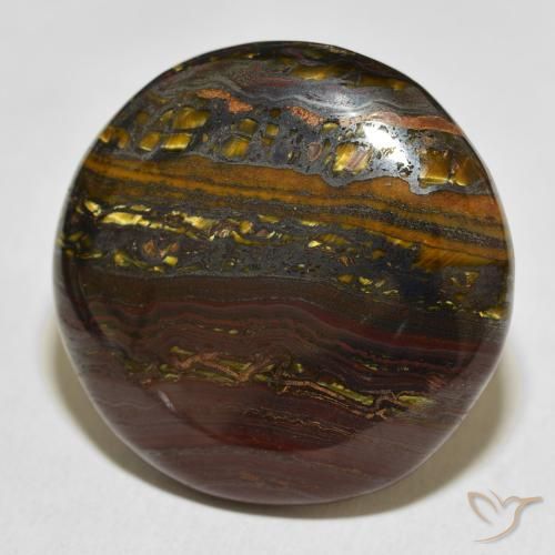 Matriz Ojo de Tigre Multicolor natural de 50.88 ct, Redondo, Opaco