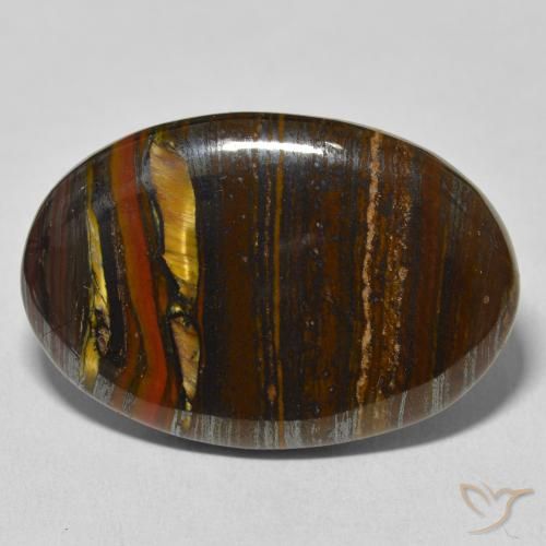 39.40ct Natural Multicolor Matriz Ojo de Tigre, Ovalada, Opaco