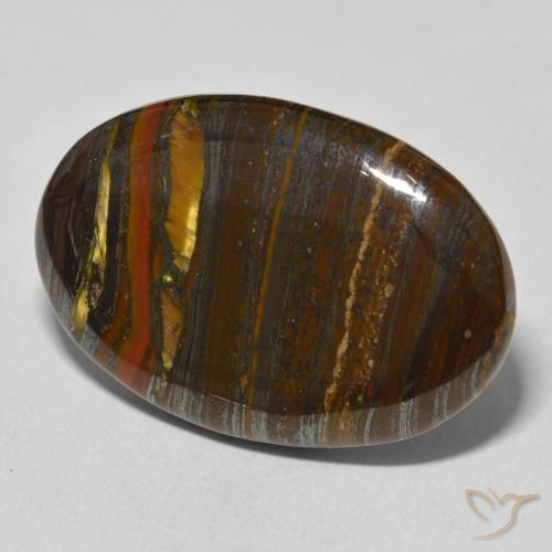 Matriz Ojo de Tigre Multicolor natural de 39.40 ct, Ovalada, Opaco