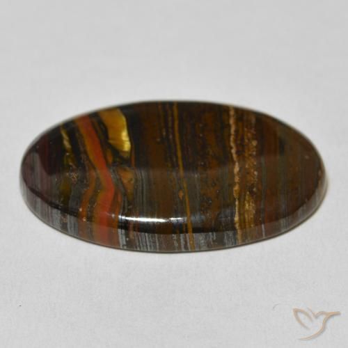 Matriz Ojo de Tigre Multicolor natural de 39.40 ct, Ovalada, Opaco